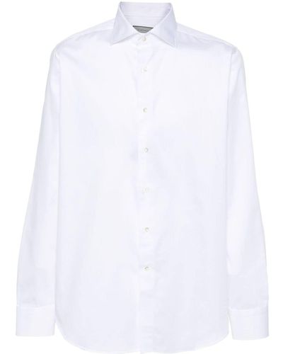 Canali Cutaway-collar Cotton Shirt - White