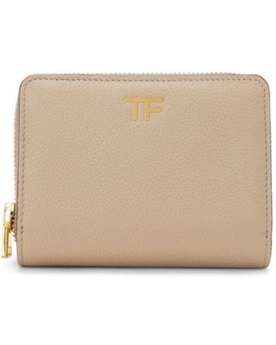 Tom Ford Logo-plaque Leather Wallet - Natural