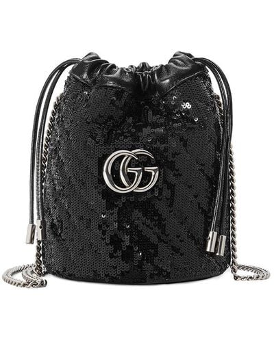 Gucci GG Marmont Mini-Bucket Bag mit Pailletten-Stickereien - Schwarz