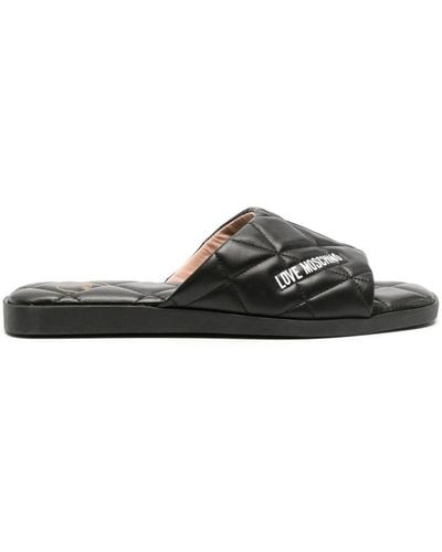 Love Moschino Logo-print Quilted Slides - Black