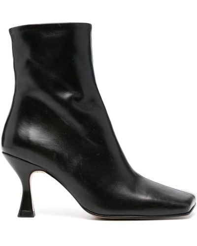Souliers Martinez Tatiana 80mm Leather Ankle Boots - Black