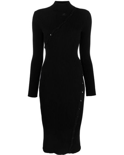 Courreges Ribbed Knit Dress - Black