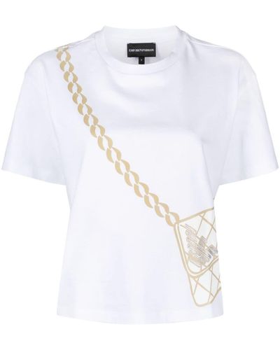 Emporio Armani T-shirt en coton à imprimé graphique - Blanc