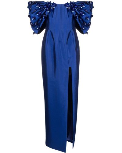 Rachel Gilbert Schulterfreies Abendkleid - Blau