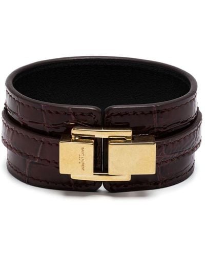 Saint Laurent Buckled Leather Bracelet - Black