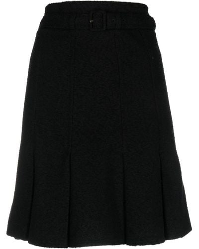 Patou Belted A-line Skirt - Black