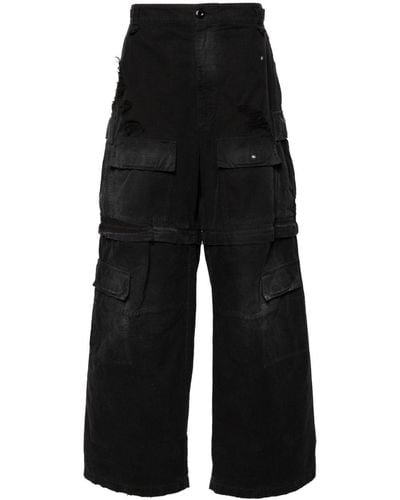 Balenciaga Pantalones cargo con diseño rasgado - Negro