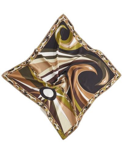 Emilio Pucci Large Cigni-print Silk Scarf - Metallic