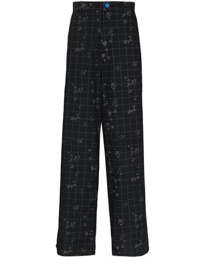 Undercover Check-pattern Loose-fit Pants - Black