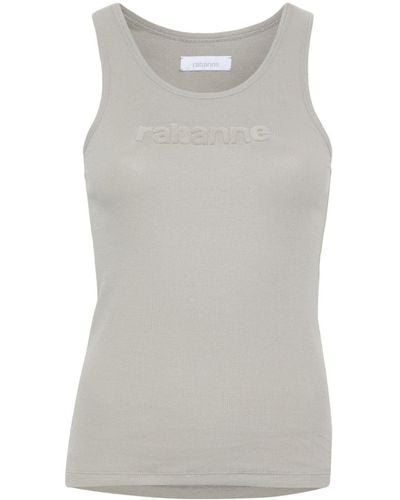 Rabanne Flocked-logo Sleeveless Top - Grey