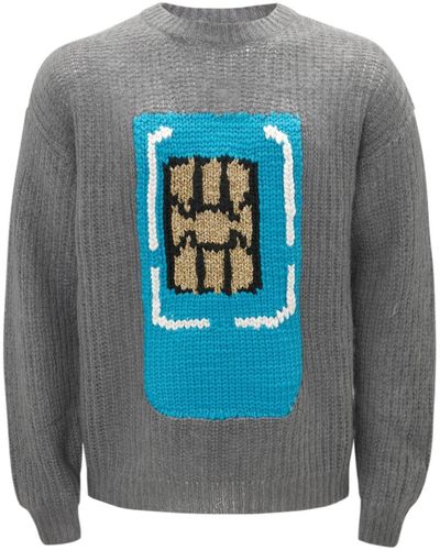 JW Anderson Sim Card Intarsia Sweater - Blue