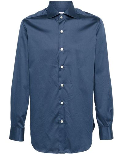 Kiton Chemise en coton à manches longues - Bleu