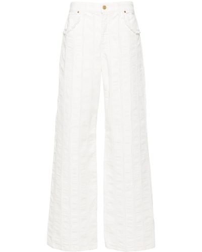 Blumarine Raw-cut Detailed Straight-leg Trousers - White