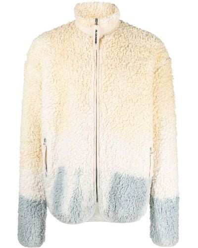 Jil Sander Neutral Tie-dye Fleece Jacket - Men's - Cotton/viscose/spandex/elastane - White