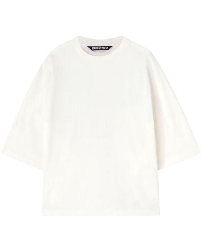 Palm Angels College T-Shirt mit tiefen Schultern - Weiß