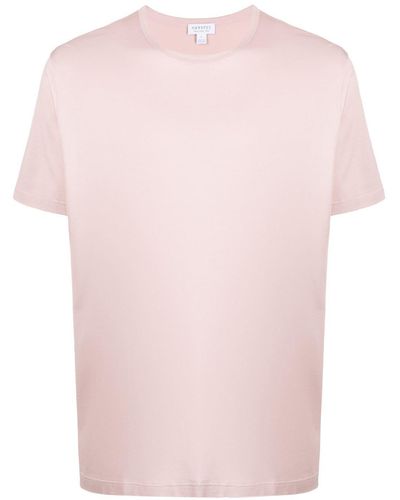 Sunspel T-shirt en coton à col rond - Rose