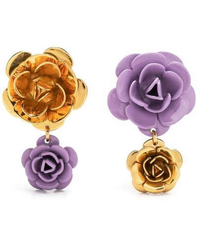 Patou Pendientes con colgante de flor - Morado