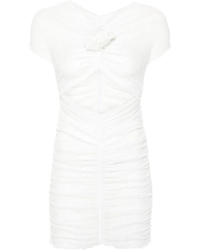 Philosophy Di Lorenzo Serafini Floral-appliqué Ruched Mini Dress - White