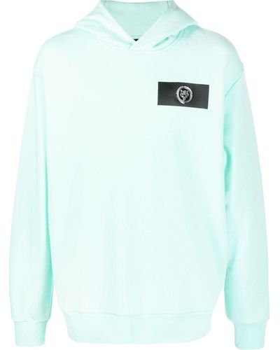 Philipp Plein Hoodie mit Logo-Patch - Blau