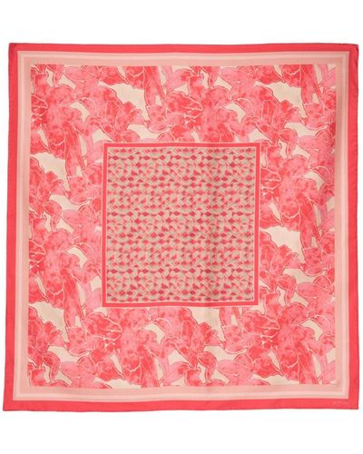 Kiton Geometric Floral-print Silk Scarf - Pink