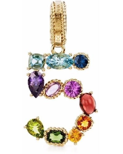 Dolce & Gabbana 18kt Yellow Gold Number 5 Gemstone Pendant - Metallic