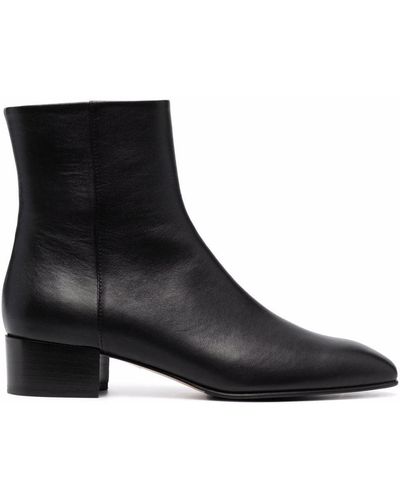 SCAROSSO Ambra Leather Ankle Boots - Black