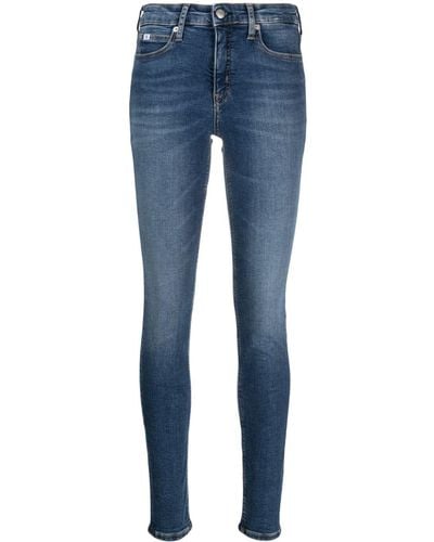 Calvin Klein Jean skinny à taille mi-haute - Bleu