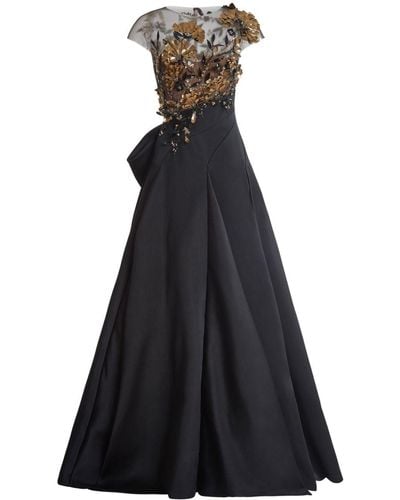Marchesa Sequin-embellished Bow-detail Dress - Blue