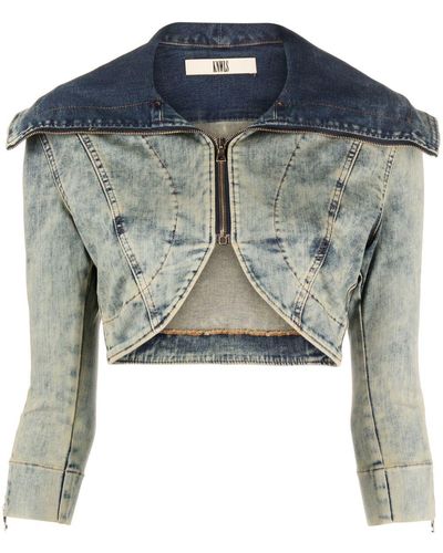 KNWLS Cropped-Jeansjacke - Blau