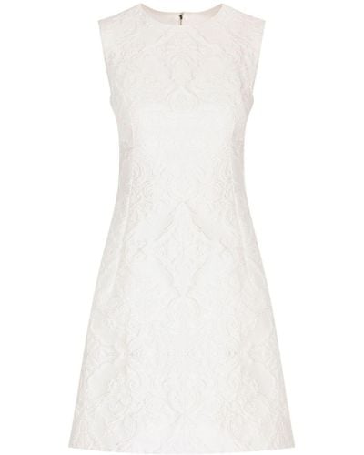 Dolce & Gabbana Sleeveless Patterned-jacquard Dress - White