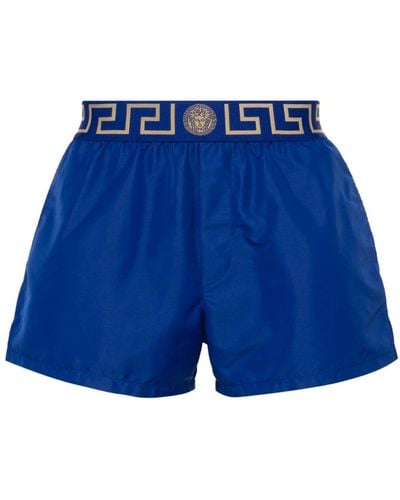 Versace Greca-waistband Swim Shorts - Blue