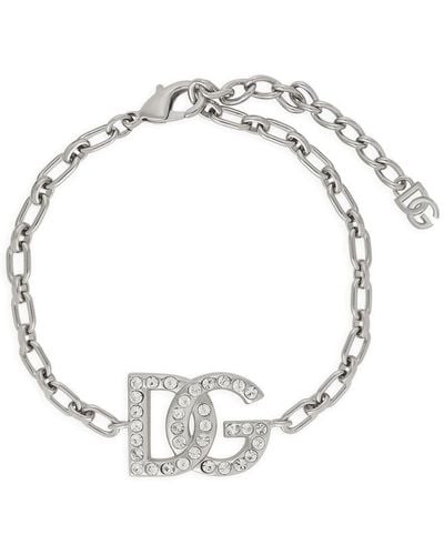 Dolce & Gabbana Bracciale a catena con logo DG - Metallizzato