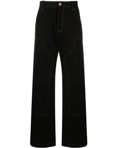 Versace Pantalon en coton à coupe droite - Noir