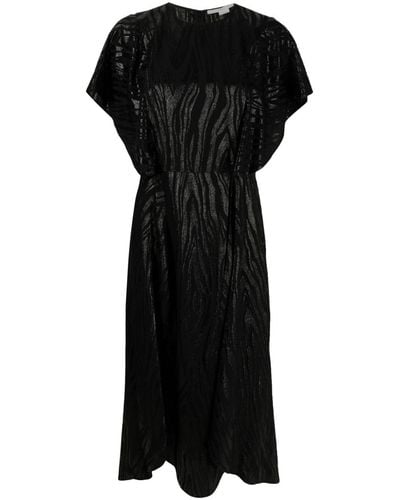 Stella McCartney Woodgrain-effect Midi Dress - Black
