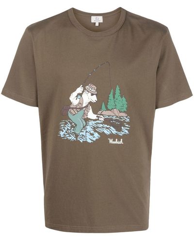 Woolrich T-Shirt mit grafischem Print - Braun