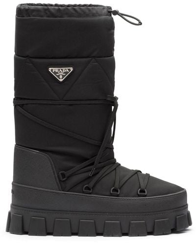 Prada Triangle-logo Snow Boots - Black