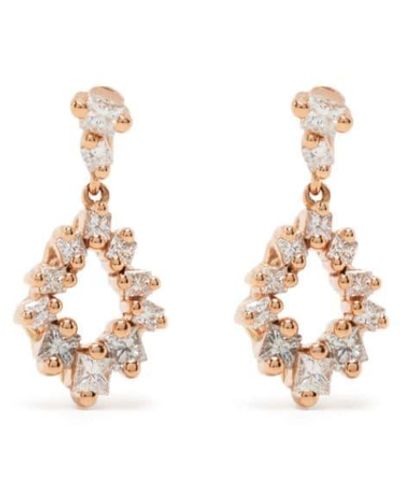 Suzanne Kalan 18kt Rose Gold Diamond Drop Earrings - White