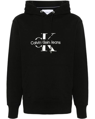 Calvin Klein Calvin klein felpa in cotone con stampa logo - Nero