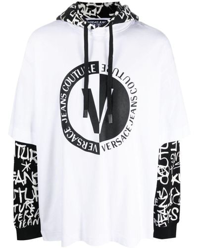 Versace Logo-print Panelled Hoodie - White