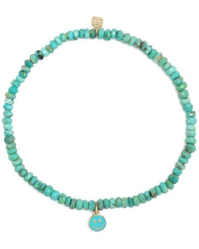 Sydney Evan 14kt Yellow Gold Turquoise Beaded Bracelet - Green