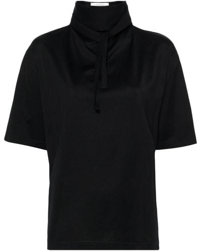 Lemaire Tie-fastening Cotton T-shirt - Black