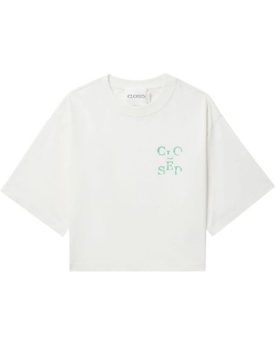 Closed Logo-embroidered Cropped T-shirt - White