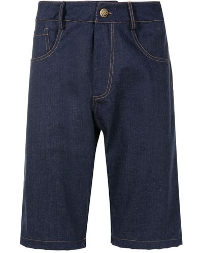 Amir Slama X Mahaslama short en jean à patch logo - Bleu