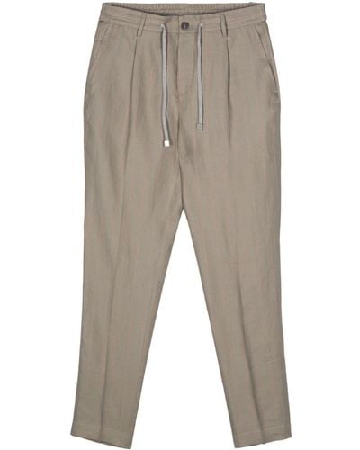 Peserico Striped Linen Pants - Grey