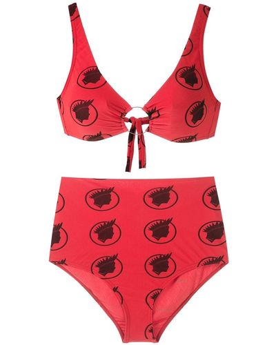 Amir Slama Índio High Waisted Bikini Set - Red