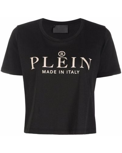 Philipp Plein Iconic Plein Short-sleeve Cropped T-shirt - Black