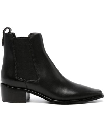 Tory Burch 40mm Pull-on Leather Ankle Boots - Black