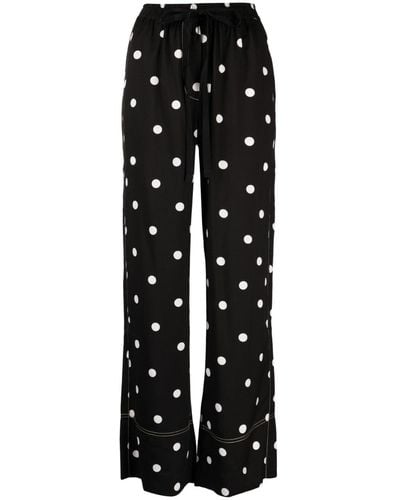 Lee Mathews Olive Polka Dot-print Trousers - Black