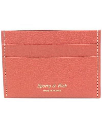 Sporty & Rich Logo-stamp Leather Wallet - Pink