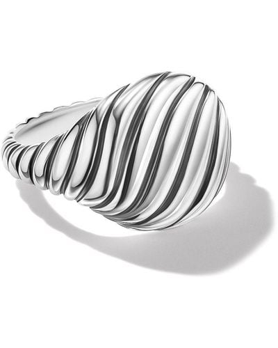 David Yurman Sculpted Cable Pinky リング - ホワイト